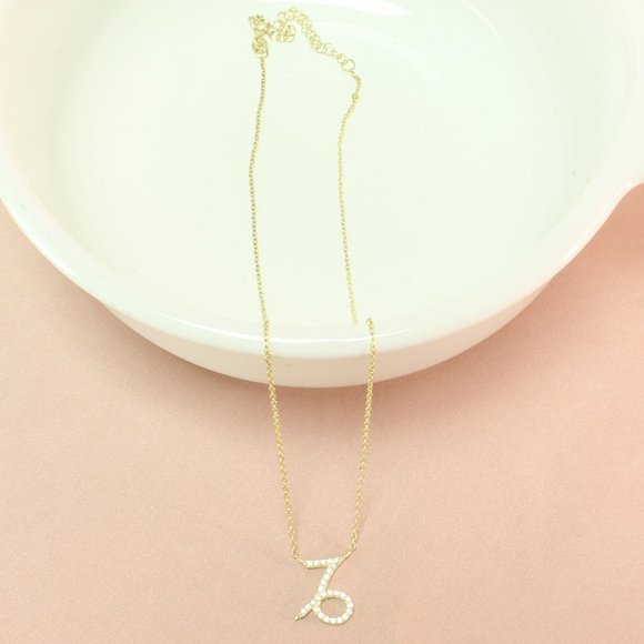 14k Gold Vermeil Capricorn Zodiac CZ Necklace - Picture 4 of 6